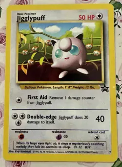 Pokemon Card Jigglypuff WoTC Black Star Promo 7 Vintage 2000 League Promo LP - Image 1