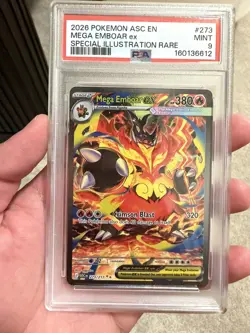 Pokemon Mega Emboar ex Ascended Heroes Special Illustration Rare #273 PSA 9 Mint - Image 1