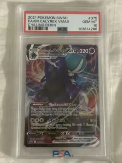 2021 POKEMON SWORD & SHIELD #075 FULL ART/SHADOW RIDER CALYREX VMAX PSA 10 - Image 1