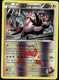 Team Magma's Zangoose 22/34 Common Double Crisis Pokemon Reverse Holo Near Mint - Image 1