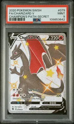 Pokemon TCG Charizard V SWSH 79 Champion's Path PSA 9 Mint 2020 - Image 1