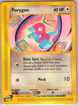 Porygon 103b/147 Non Holo Aquapolis - Pokemon Card - NM - Image 1