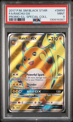2017 POKEMON SM BLACK STAR PROMO #SM90 FULL ART/RAICHU GX PSA 9 - Image 1