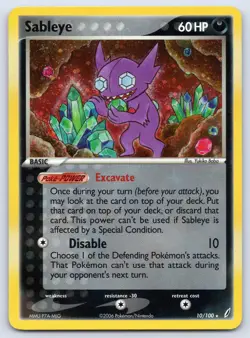 Sableye 10/100 Crystal Guardians Holo Pokemon MP - Image 1