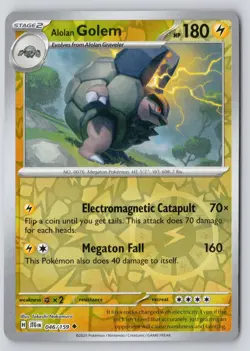 Alolan Golem 046/159 Uncommon Journey Together Reverse Holo Near Mint - Image 1
