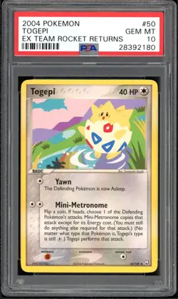 Togepi 50/109 PSA 10 EX Team Rocket Returns Non Holo Pokemon - Image 1