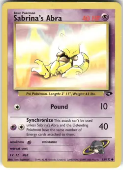 Sabrina's Abra 93/132 Common Gym Challenge Pokemon Unlimited Moderately Played - Image 1