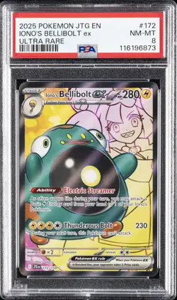 2025 POKEMON JTG EN-JOURNEY TOGETHER ULTRA RARE #172 IONO'S BELLIBOLT EX PSA 8 - Image 1