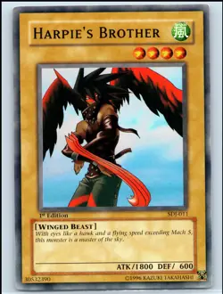 YuGiOh - 1st Edition Harpie's Brother [SDJ - SDJ-011] - Common / Short Print/NM - Image 1