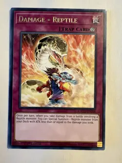 Damage = Reptile ANGU-EN058 Yugioh Ancient Guardians 1st Edition Rare NM - Image 1