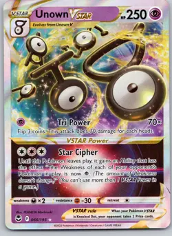 POKEMON TCG UNOWN VSTAR 066/195 SIT HOLO RARE VSTAR SILVER TEMPEST ENGLISH - Image 1