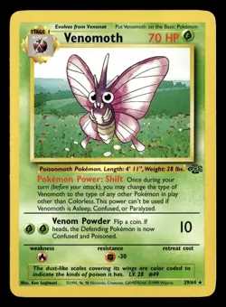 Venomoth 29/64 Unlimited Rare Jungle Pokemon Card - 3 - Image 2