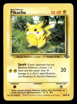 Pikachu 60/64 Unlimited Common Jungle Pokemon Card - 2 - Image 2