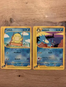 Psyduck 104/147 Aquapolis + Golduck English Pokemon - Image 1