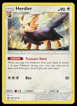 Herdier 104/149 Uncommon SM Base Set Pokemon Lightly Played - Image 1