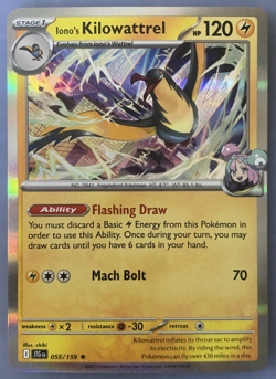 Pokemon TCG Journey Together Ionos Kilowattrel 55/159 Holo Rare - NM/M Free Ship - Image 1
