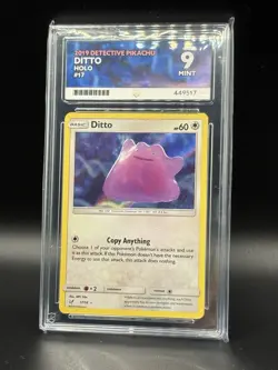 ACE 9 Ditto 17/18 Holo 2019 Detective Pikachu Pokemon TCG (NOT PSA) - Image 1
