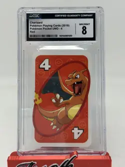 Pokemon UNO Charizard 4 2019 Pokemon Pocket UNO Red Regular CGC 8 Graded Card - Image 1