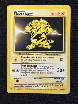 Electabuzz 20/102 Base Set Pokemon Card 1999 Wizards Vintage TCG - Image 1