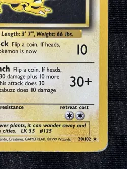 Electabuzz 20/102 Base Set Pokemon Card 1999 Wizards Vintage TCG - Image 5