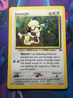 Pokemon TCG Smeargle Neo Discovery Holo Rare Card 11/75 LP/MP SWIRL - Image 1