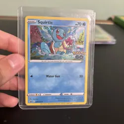 Pokemon TCG Squirtle Holo Rare Swsh233 Pokemon Go Stamp SWIRL - Image 1