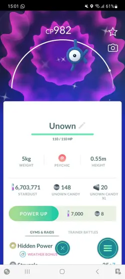 Pokemon Go Shiny Unown K - Image 1