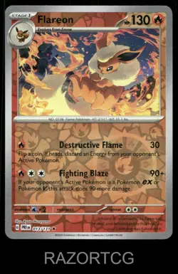 FLAREON 013/131 HOLO R PRISMATIC EVOLUTIONS POKEMON REVERSE HOLO NM/M - Image 1
