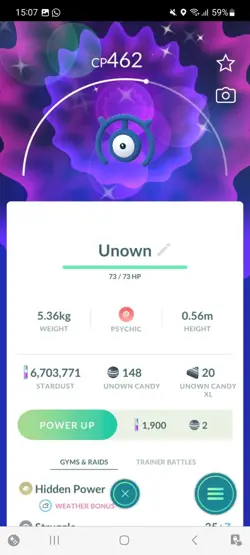 Pokemon Go Shiny Unown M - Image 1