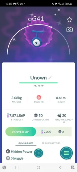 Pokemon Go Shiny Unown T - Image 1