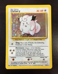 1999 Clefairy 5/102 Base Set Unlimited Holo Rare English - Image 1