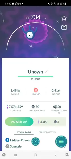 Pokemon Go Shiny Unown W - Image 1