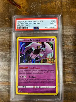 POKEMON 2021 Evolving Skies Prerelease Promo GALARIAN ARTICUNO Holo #123 PSA 9 - Image 1