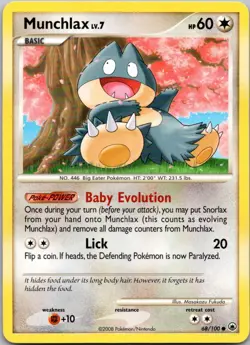 2008 Diamond & Pearl - Majestic Dawn Munchlax Basic/Common #68 - Image 1