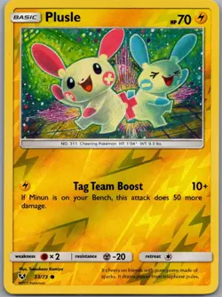 Plusle 33/73 Common Shining Legends Pokemon Reverse Holo Near Mint - Image 1