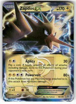 Zapdos EX 48/135 Holo EX Rare Plasma Storm Pokemon Lightly Played - Image 1
