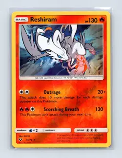Reshiram 14/73 Rare Shining Legends Pokemon Reverse Holo Lightly Played - Image 1