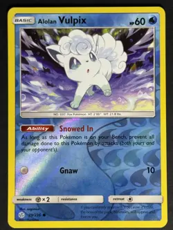 Alolan Vulpix #39/236 Reverse Holo SM Cosmic Eclipse Pokemon Card TCG - Image 1