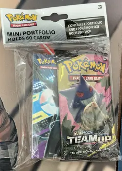 Pokemon Sun & Moon Team Up Mini Portfolio Booster Pack - Gengar Mimikyu - Sealed - Image 1