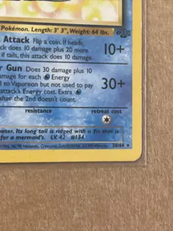 1999 Pokemon Jungle #28/64 Vaporeon 1st Edition EX Non Holo Rare - Image 3