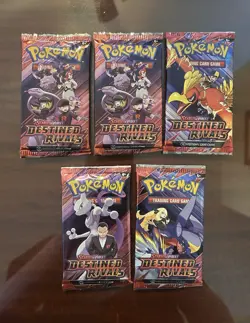 Pokemon TCG Scarlet & Violet Destined Rivals Sealed Booster Pack Lot (5) - Image 1
