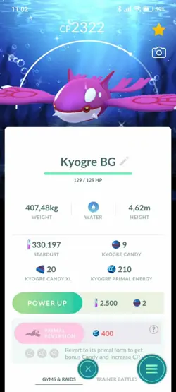 Pokemon Shiny Kyogre - Kalos GO Tour 2026 Background - Tr.a.d.e 20k or P.T.C - Image 1
