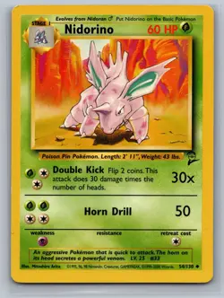 Nidorino 54/130 Uncommon Base Set 2 Pokemon Near Mint - Image 1