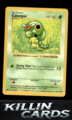 Caterpie 045/102 Pokemon Common Base Set (Shadowless) Card LP - Image 1
