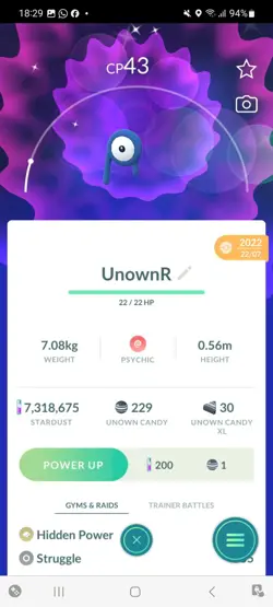 Pokemon Go Shiny Unown R - Image 1