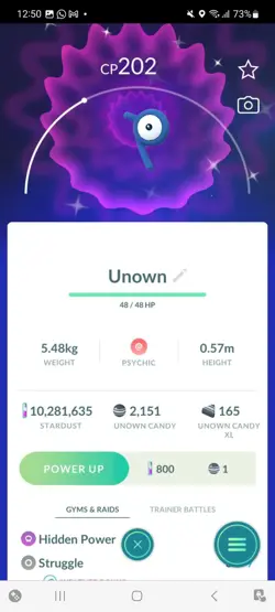 Pokemon Go Shiny Unown P - Image 1