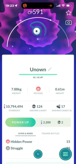 Pokemon Go Shiny Unown D - Image 1