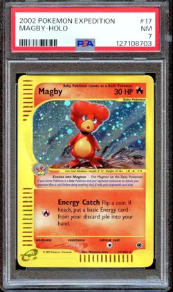 PSA 7 Magby 17/165 Expedition E Series 2002 Pokemon Card Holo NEAR MINT - Image 1