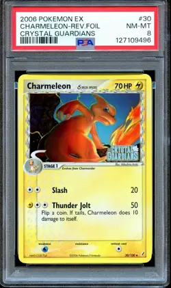 PSA 8 Charmeleon 30/100 Reverse Foil Stamped Crystal Guardians Pokemon Card NM - Image 1