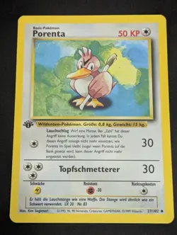 Unlimited FARFETCH'D/"PORENTA" - BASE SET 27/102 POKEMON CARD GERMAN NM 1st - Image 1